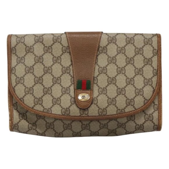 GUCCI GG Supreme Web Sherry Line Clutch Bag - Picture 1 of 14